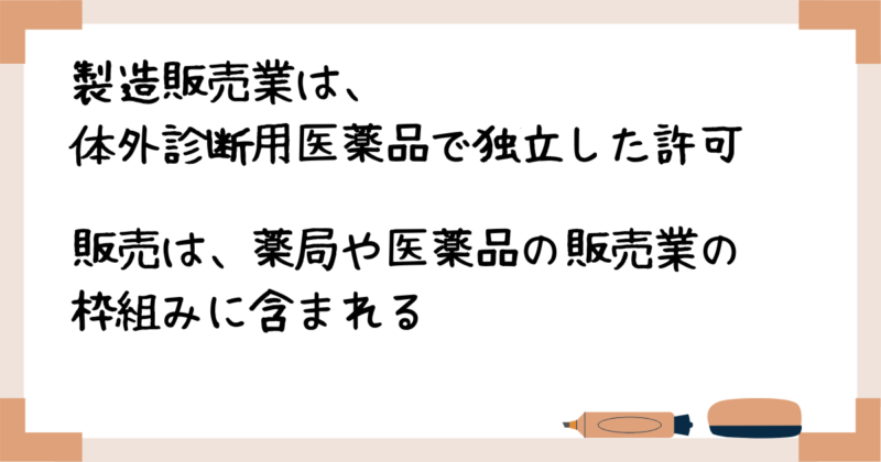 体外診断用医薬品の販売業は独立していない