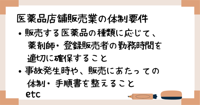 医薬品店舗販売業の体制要件