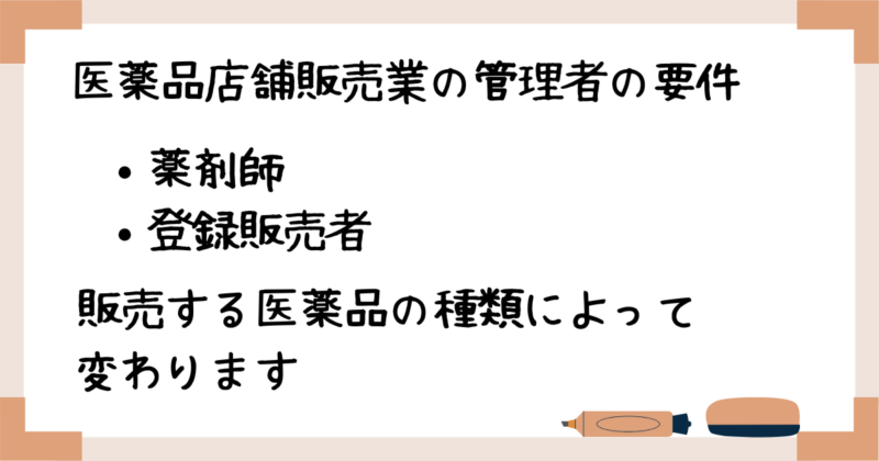 医薬品店舗販売業の管理者の要件