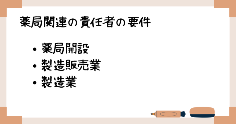 薬局関連の責任者の要件